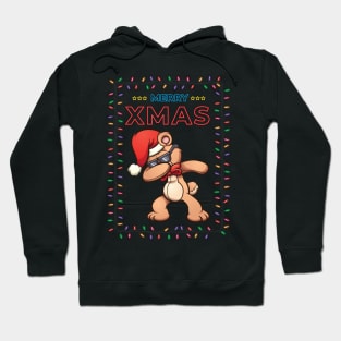 Merry Xmas Dabbing Christmas Bear with Lights, Great matching family apparel for Christmas day Hoodie